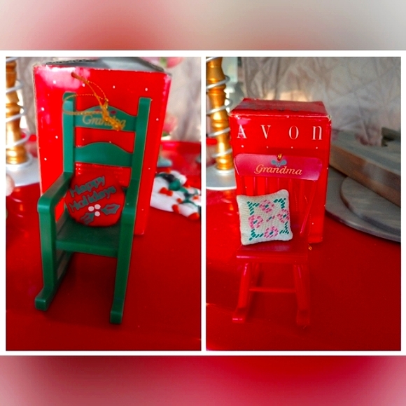 Vintage Avon ,Grandma and Grandpa rocking chair ornaments in box.set of 2 - Picture 1 of 3